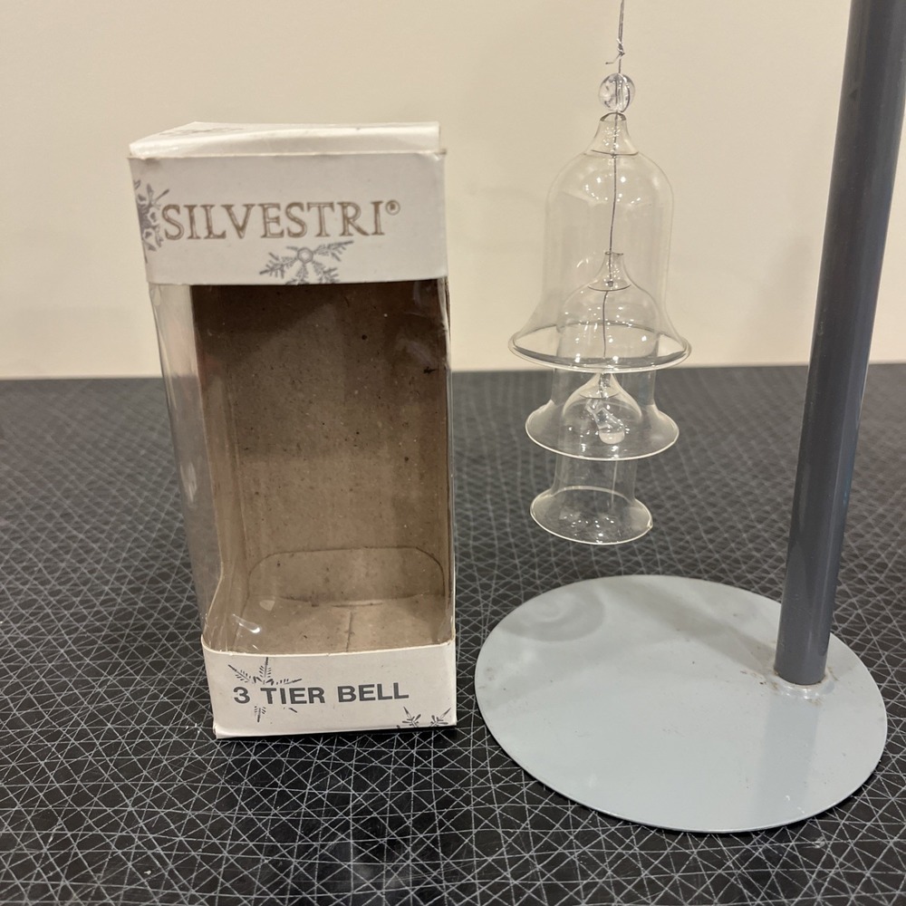 Vintage Silvestri 3 Tier Glass Bell Lightly Iridescent Christmas Ornament